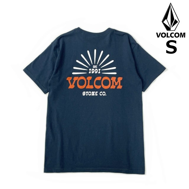 売切り【正規新品】VOLCOM ボルコム◆半袖 Tシャツ スケート サーフ ストーンロゴ 男女兼用 バックプリント(S)紺 250617-B拍卖