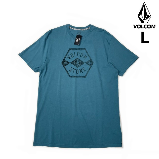 売切り【正規新品】VOLCOM ボルコム◆半袖 Tシャツ スケート サーフ ストーンロゴ 男女兼用(L)青 250617-B拍卖
