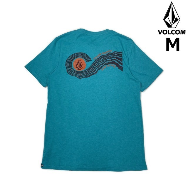 売切り【正規新品】VOLCOM ボルコム◆半袖 Tシャツ スケート サーフ ストーンロゴ 男女兼用 バックプリント(M)青 250617拍卖