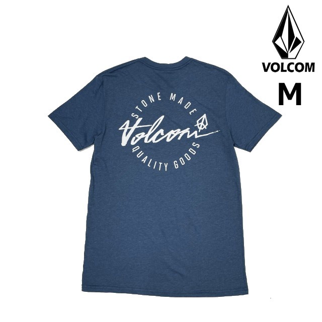 売切り【正規新品】VOLCOM ボルコム◆半袖 Tシャツ スケート サーフ ストーンロゴ バックプリント 男女兼用(M)紺 青 250617拍卖