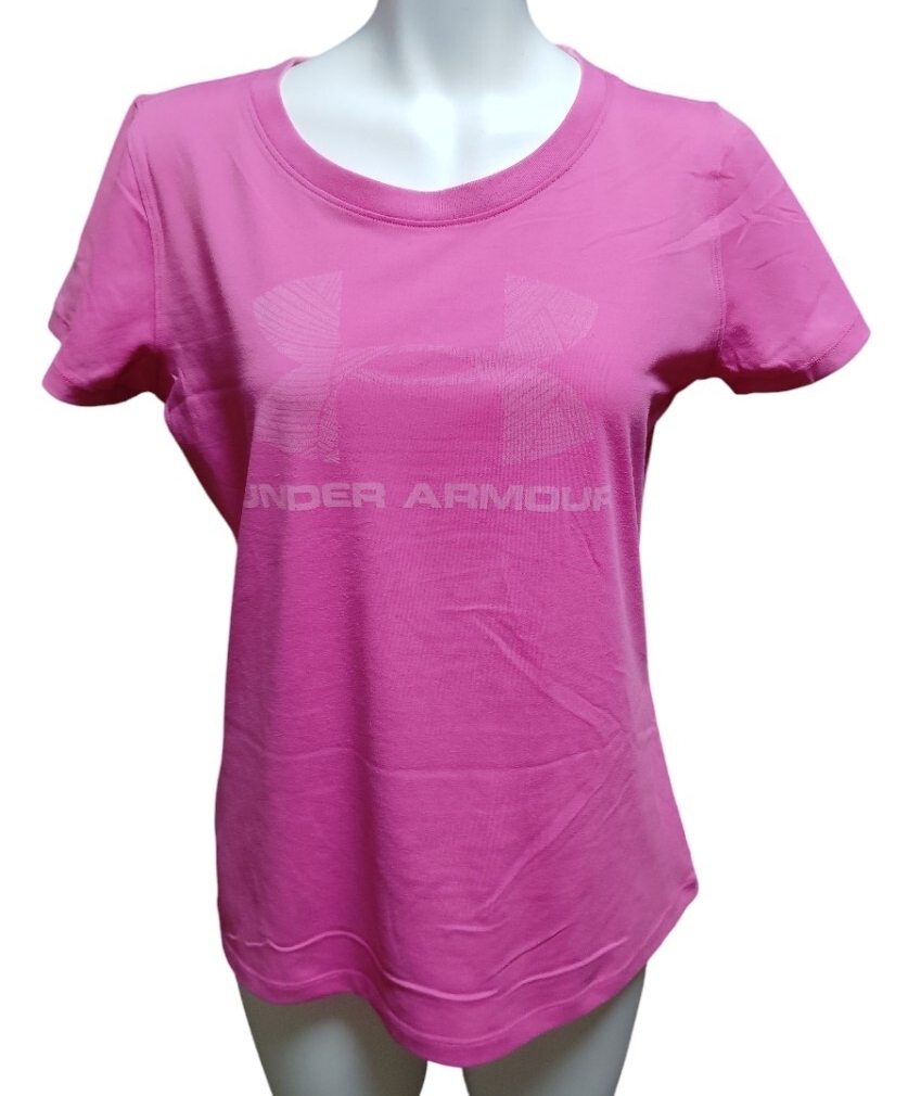 (sp43)アンダーアーマー UNDER ARMOUR  半袖Tシャツ  ピンク MDサイズ レディース  トップス スポーツウェア ジム フィットネス拍卖