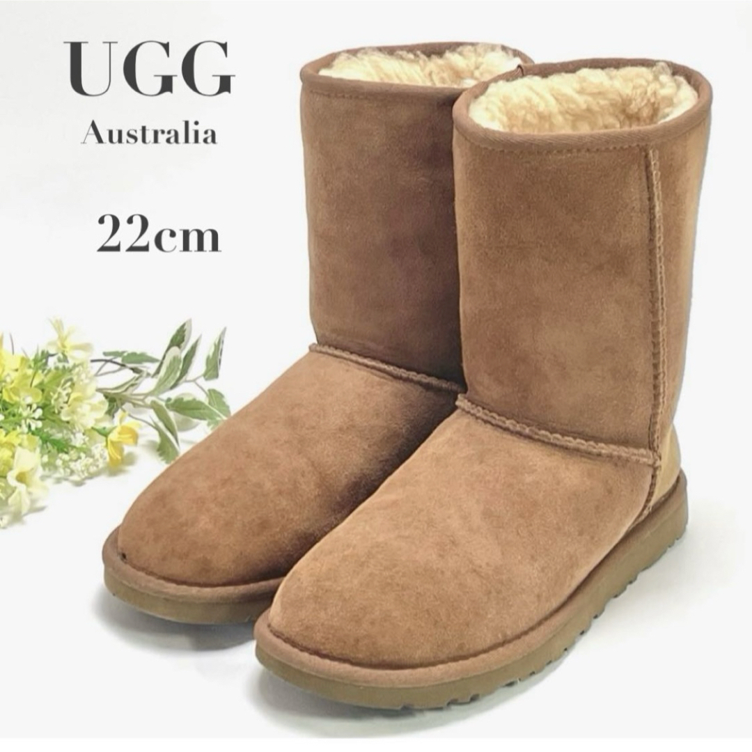 UGG Australia アグ オーストラリア CLASSIC SHORT クラシック ショート ムートンブーツ スエード 22cm チェスナット レディース 拍卖