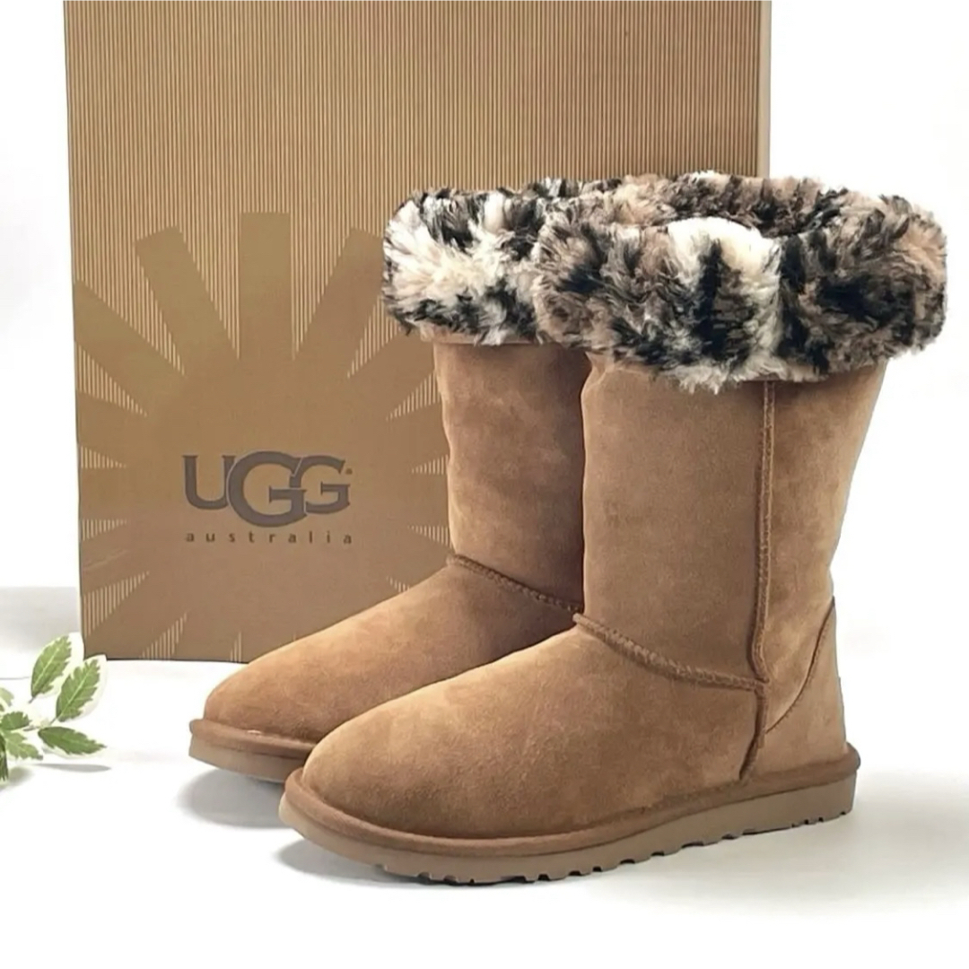 日本未入荷 海外限定モデル UGG アグ クラシック トール ア二マル ヒョウ柄 レオパード ムートンブーツ チェスナット 23cm レディース 拍卖