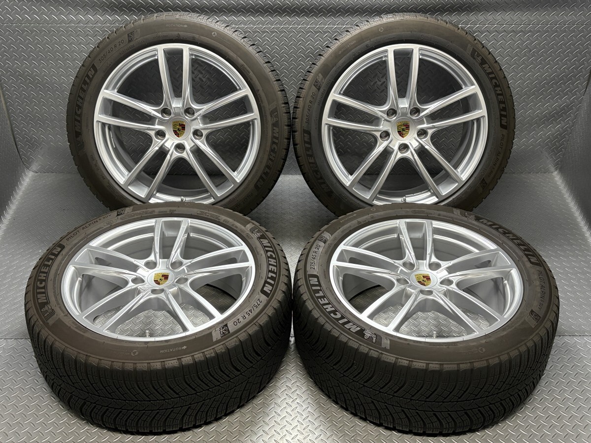 【美品】ポルシェ カイエン 20インチ 前9J +50 後10.5J +64 5穴130 純正 ホイール MI PILOT ALPIN 5 SUV 275/45R20 305/40R20 (25090008)拍卖