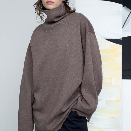 Ender Products/エンダープロダクツ/ミラノリブオーバーサイズタートルネックニット/PRkn229/モカブラウン/ビッグシルエット/ユニセックス拍卖