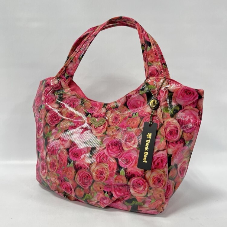 Think Bee!/シンクビー/新品タグ付き/ローズボニータトートバッグ/ローズプリント/バラ/花柄/ハンドバッグ/ハートプレート/JUST HEART拍卖