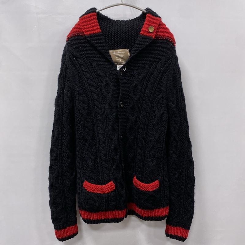 Anachronorm/アナクロノーム/ショールカラー/ケーブル編み/ローゲージニットカーディガン/ラインデザイン/チェンジボタン付き拍卖