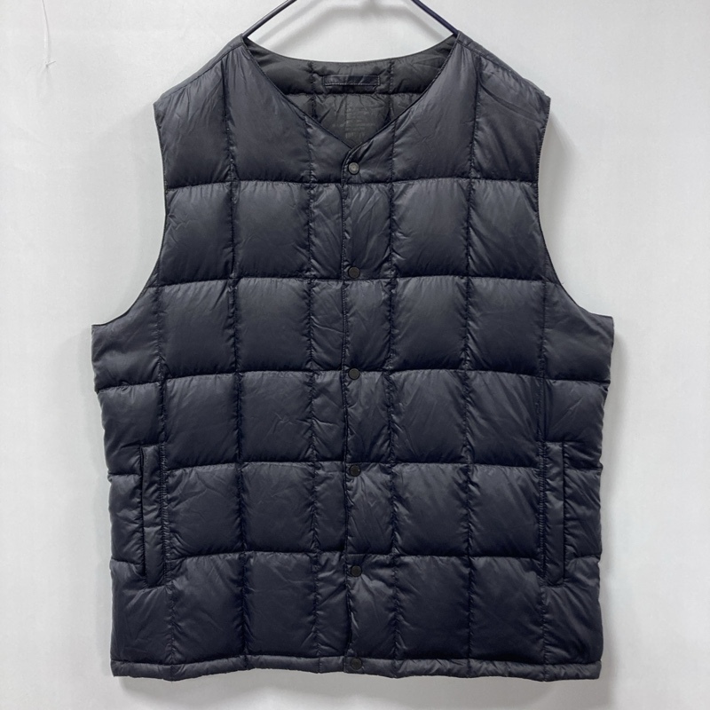 FIDELITY/フィデリティ/ノーカラー インナーダウンベスト/フロントスナップボタン/ジップポケット×2/内ポケット付き/ブラック/XLサイズ拍卖