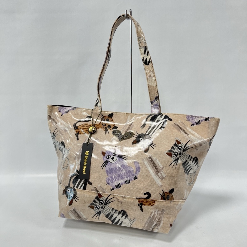 Think Bee!/シンクビー/新品タグ付き/ビーフレンズ/ビジュー底鋲/トートバッグ/PVC/ハンドバッグ/ネコ柄/CAT/アニマル/舟形拍卖