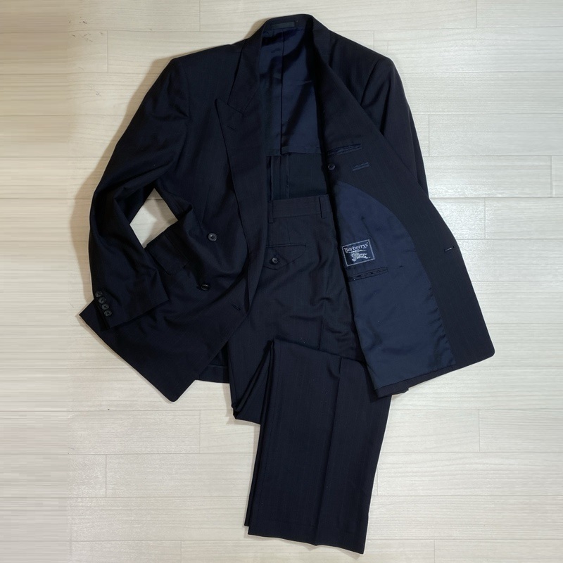 Burberrys/バーバリーズ/BURBERRY/バーバリー/90s前後/ストライプ/ピークドラペル/ダブルブレステッド/セットアップスーツ/上下セット拍卖