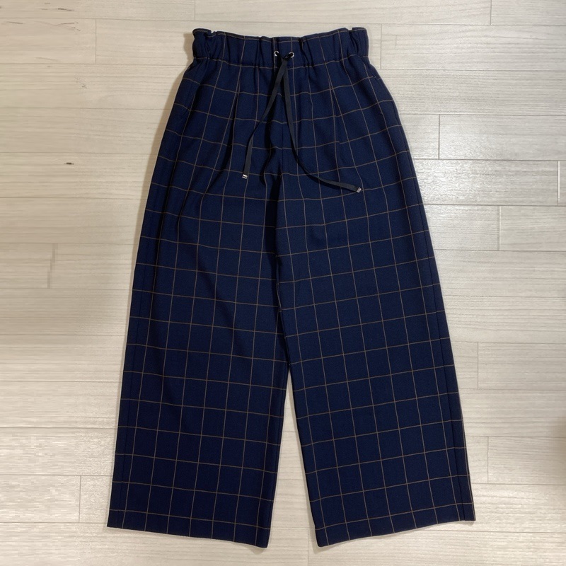 Aga/アーガ/ウィンドウペーンチェック/ワイドイージーパンツ/ゴムウエスト×ドローコード/グラフチェック/サイドポケット×2拍卖