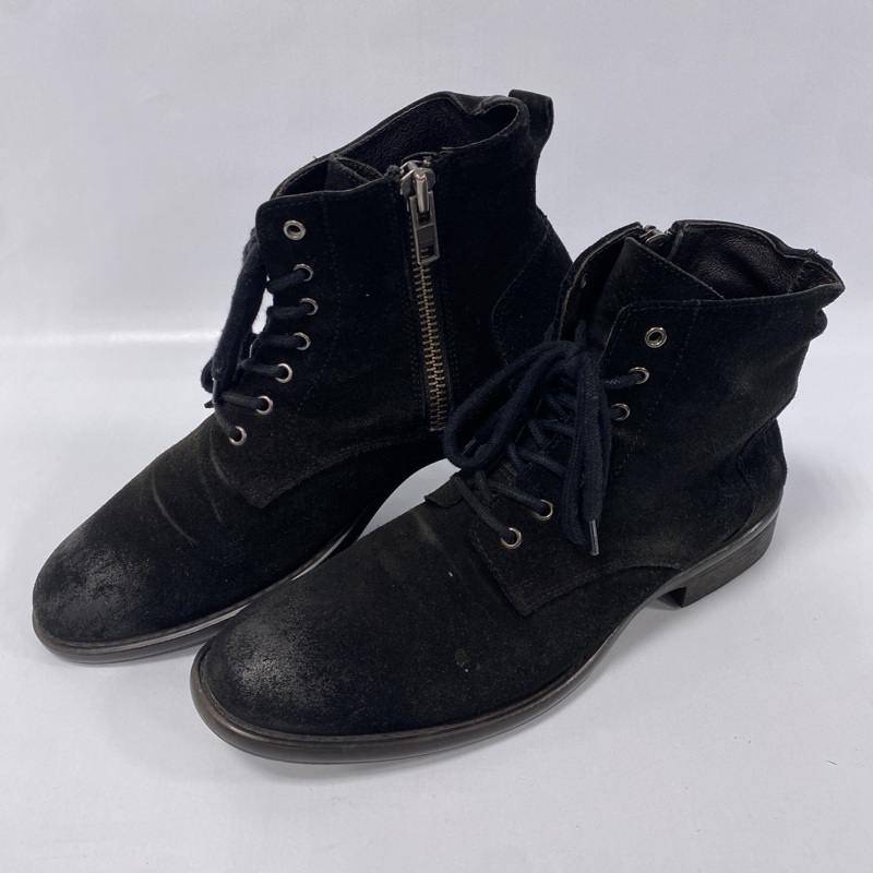 stefano rossi/ステファノロッシ/Lace Up Boot/レースアップブーツ/サイドジップ/スウェード/本革/26.0cm/ブラック/SR03752拍卖