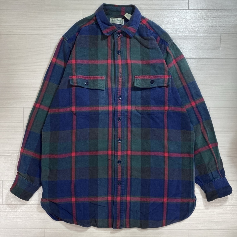 L.L.Bean/エルエルビーン/タータンチェック/シャモアクロスシャツ/G029/ヴィンテージ/CHAMOIS CLOTH SHIRT/ゆったりシルエット拍卖