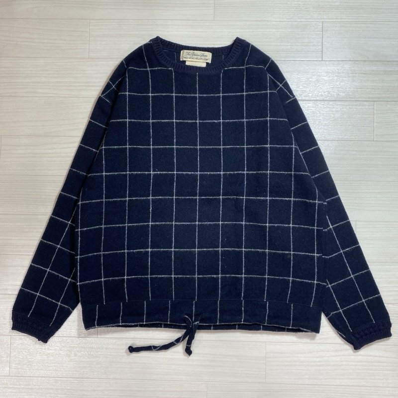 REMI RELIEF/レミレリーフ/ウィンドウペンモッサークルーネックプルオーバー/裾同布ドローコード/ニットセーター/ニットスウェット拍卖