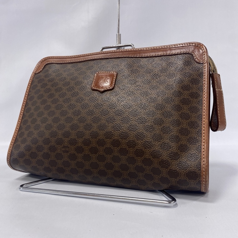 CELINE/セリーヌ/マカダム柄/PVC×レザー/クラッチバッグ/セカンドバッグ/総柄/ユニセックス/オールド/ビンテージ/内ポケット付き拍卖