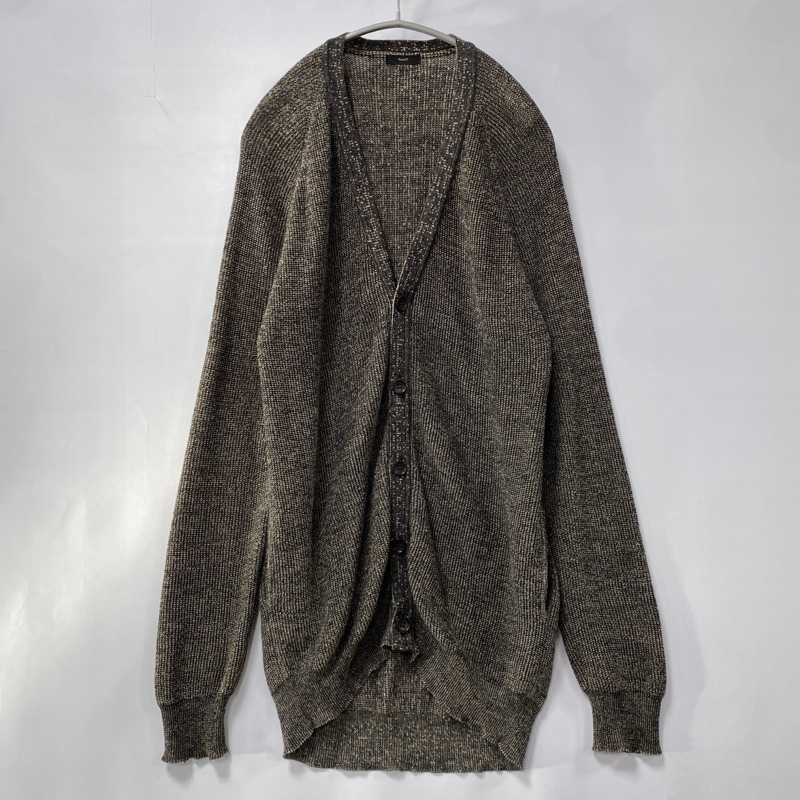 Varde77/バルデセブンティセブン/ラミーコットン/メランジ/5B/Vネックロングカーディガン/サイドポケット/ニットカーディガン拍卖