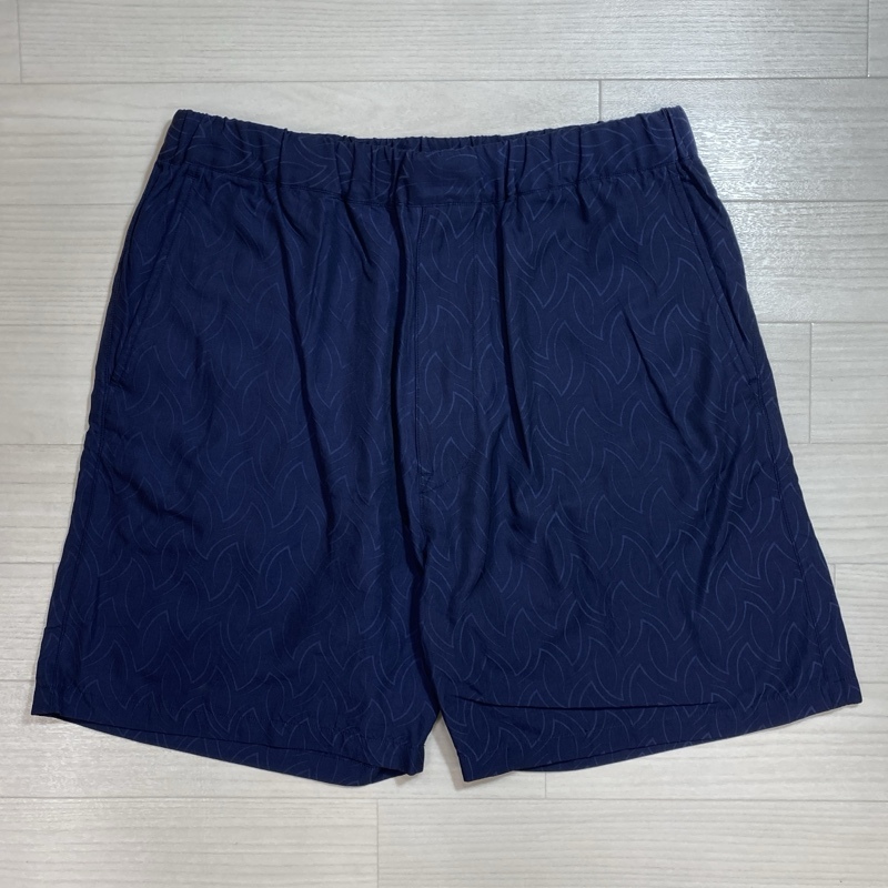 WELLDER/ウェルダー/日本製/総柄 ショートパンツ/WM20SPT12/ショーツ/ウエストコード/ウエストゴム/バークネイビー/ゆったり/サマーウェア拍卖