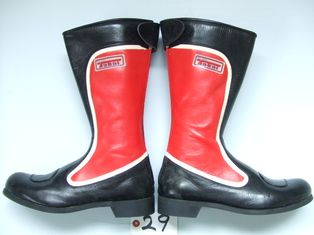 26.0cm 当時物 新品 タカイ ライダー ブーツ TAKAI 高井 旧車 昭和 T205カフェレーサー ビンテージ レーシング ツーリング 黒 赤26cm sub29拍卖