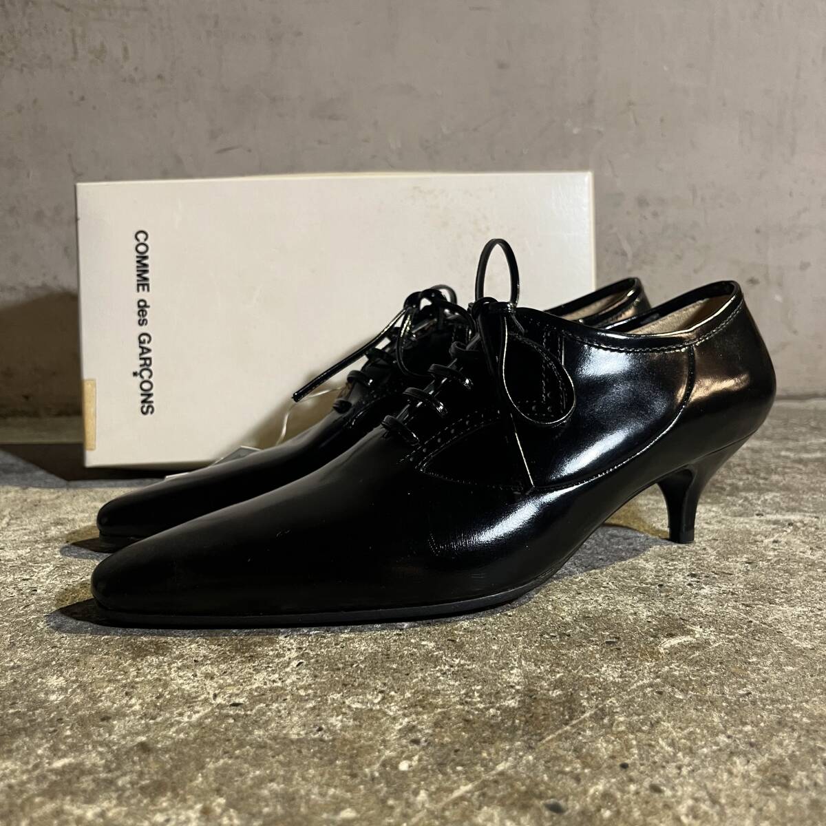 COMME des GARCONS ヒールレザーシューズ 23.5cm レースアップ コムデギャルソン ブラック 拍卖