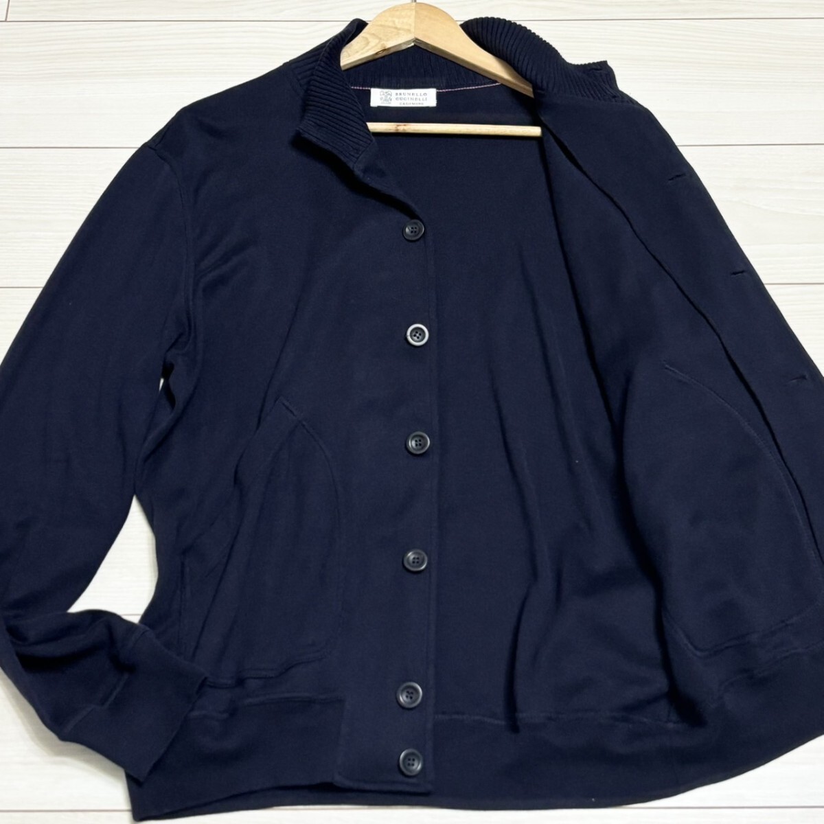 未使用級/3Lサイズ●BRUNELLO CUCINELLI ブルネロクチネリ 綿 カシミヤ ボタン ジャケット ブルゾン ネイビー メンズ アウター拍卖