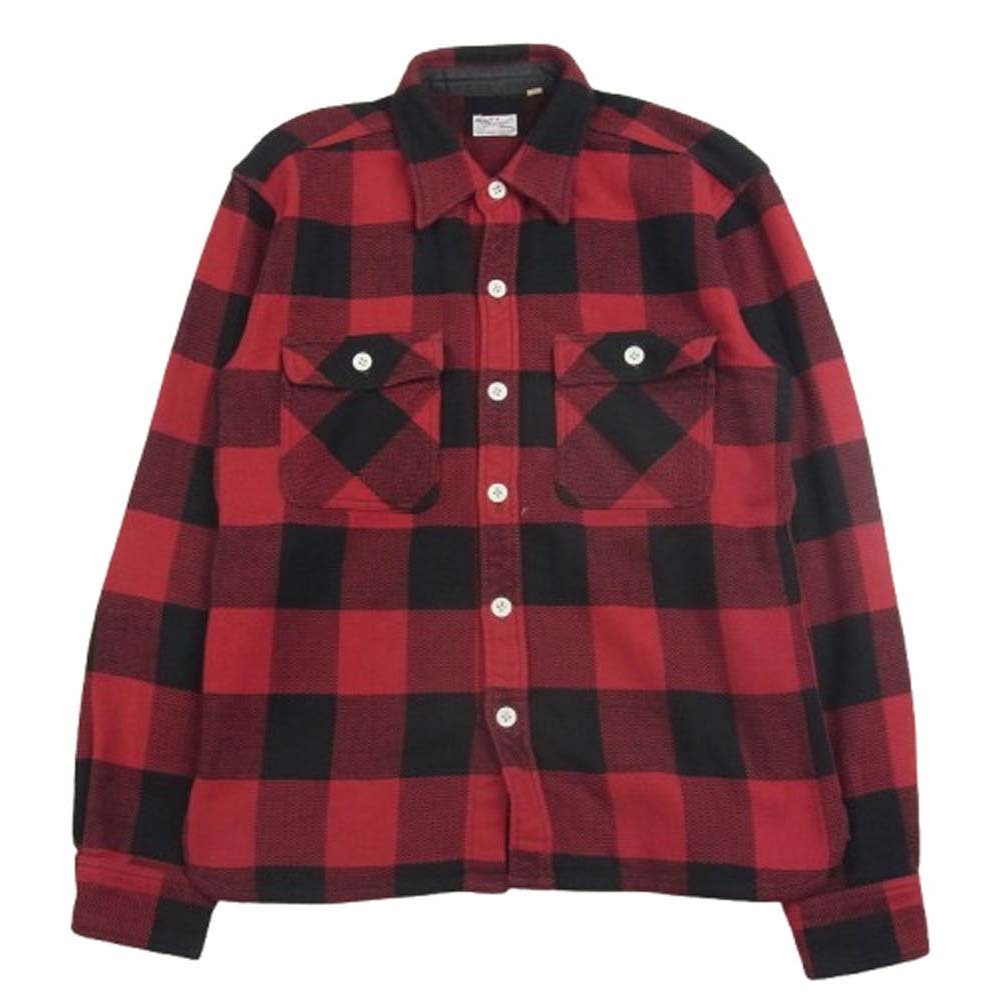THE FLAT HEAD ザフラットヘッド HN-52W ブロック チェック 長袖 ヘビー ネル シャツ ブラック系 レッド系 36【中古】拍卖