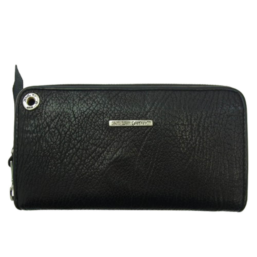 BILL WALL LEATHER ビルウォールレザー シャークスキン ラウンドファスナー ロゴプレート レザー ロングウォレット 長財布 【中古】拍卖