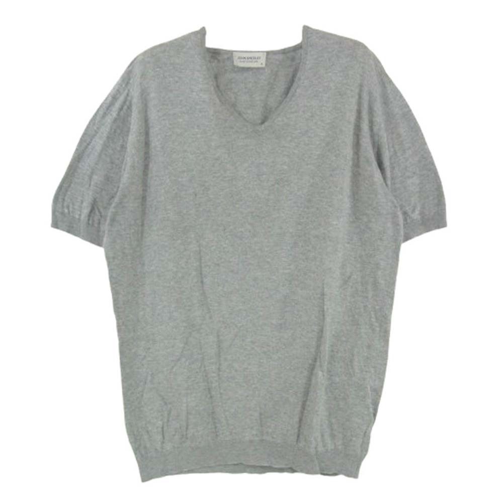 JOHN SMEDLEY ジョンスメドレー シーアイランドコットン 30ゲージVネックニットT シャツ グレー系 M【中古】拍卖