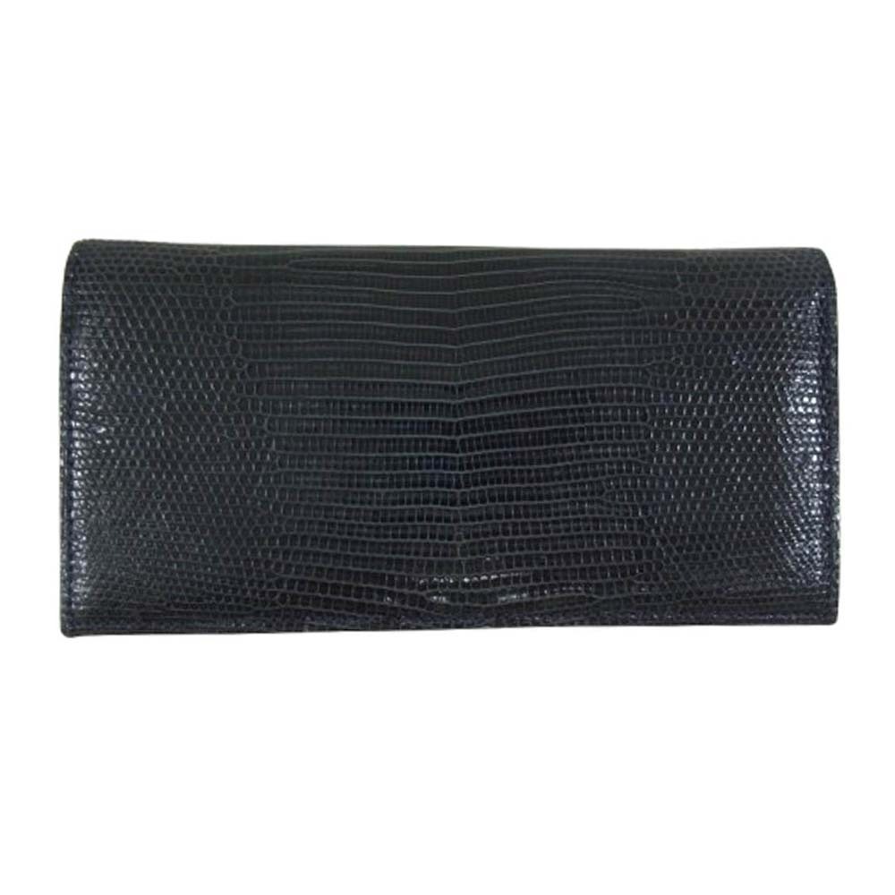 GANZO ガンゾ 0057258-86 リザードレザー ロングウォレット 長財布 ダークネイビー系【中古】拍卖