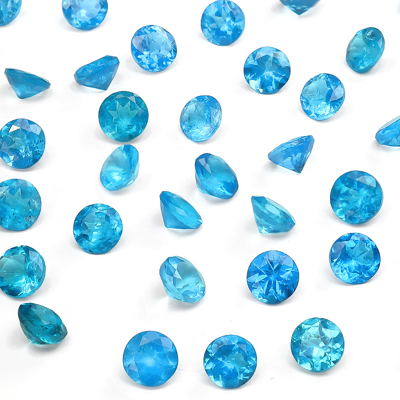 マダガスカル産 ネオンブルーアパタイト コインファセットカット ルース 4mm【2コ販売】 / 82-31 AP4CO-X拍卖