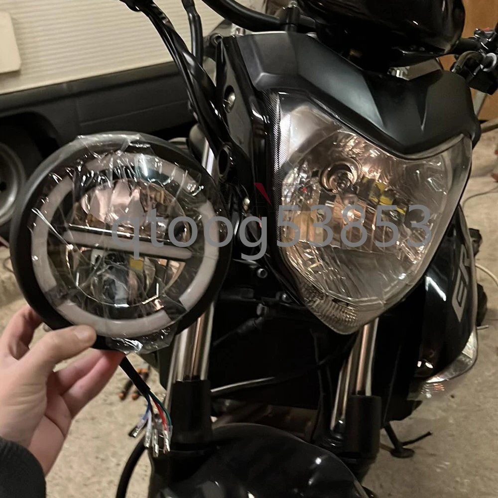 LEDモーターサイクルヘッドライト,16cm/6.5 ,エンジェルリング,ブラケット付き,ハーレー,スポーツスター,カフェレーサー,ヤマハ,スズキ用拍卖