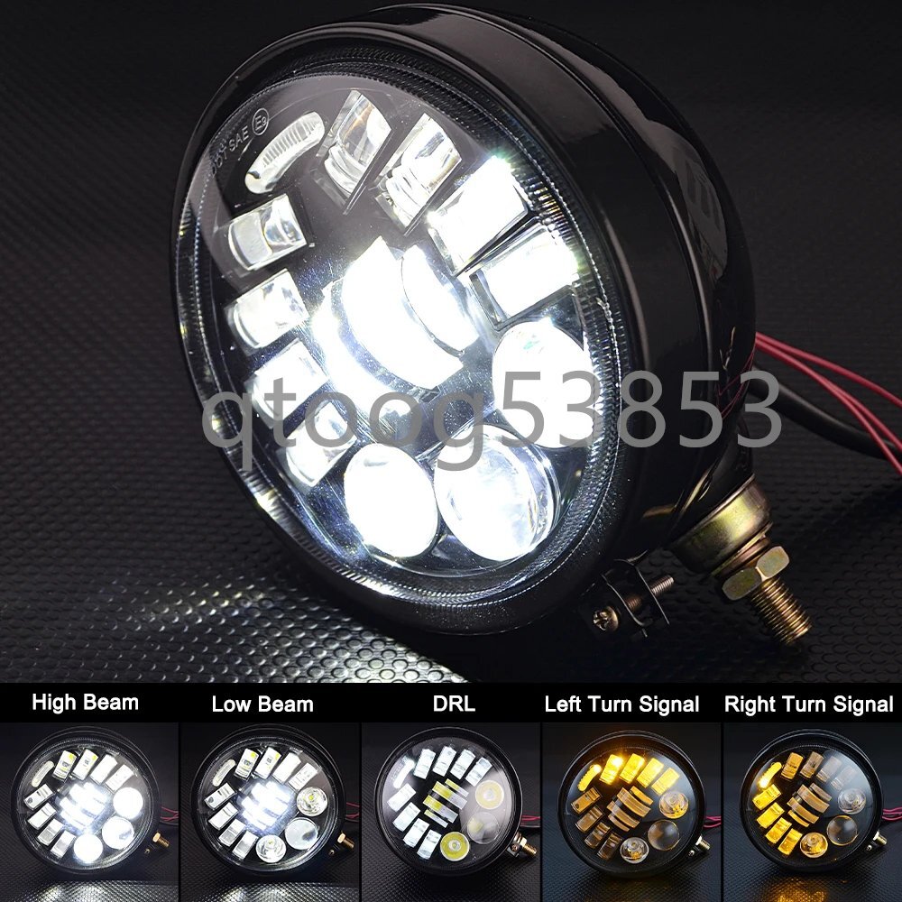 5.75 インチ LED ヘッドライト ハーレーダイナ スポーツスター XL1200 XL883 FXD カスタムチョッパー 30 ワット 5-3/4 LED オートバイヘッ拍卖
