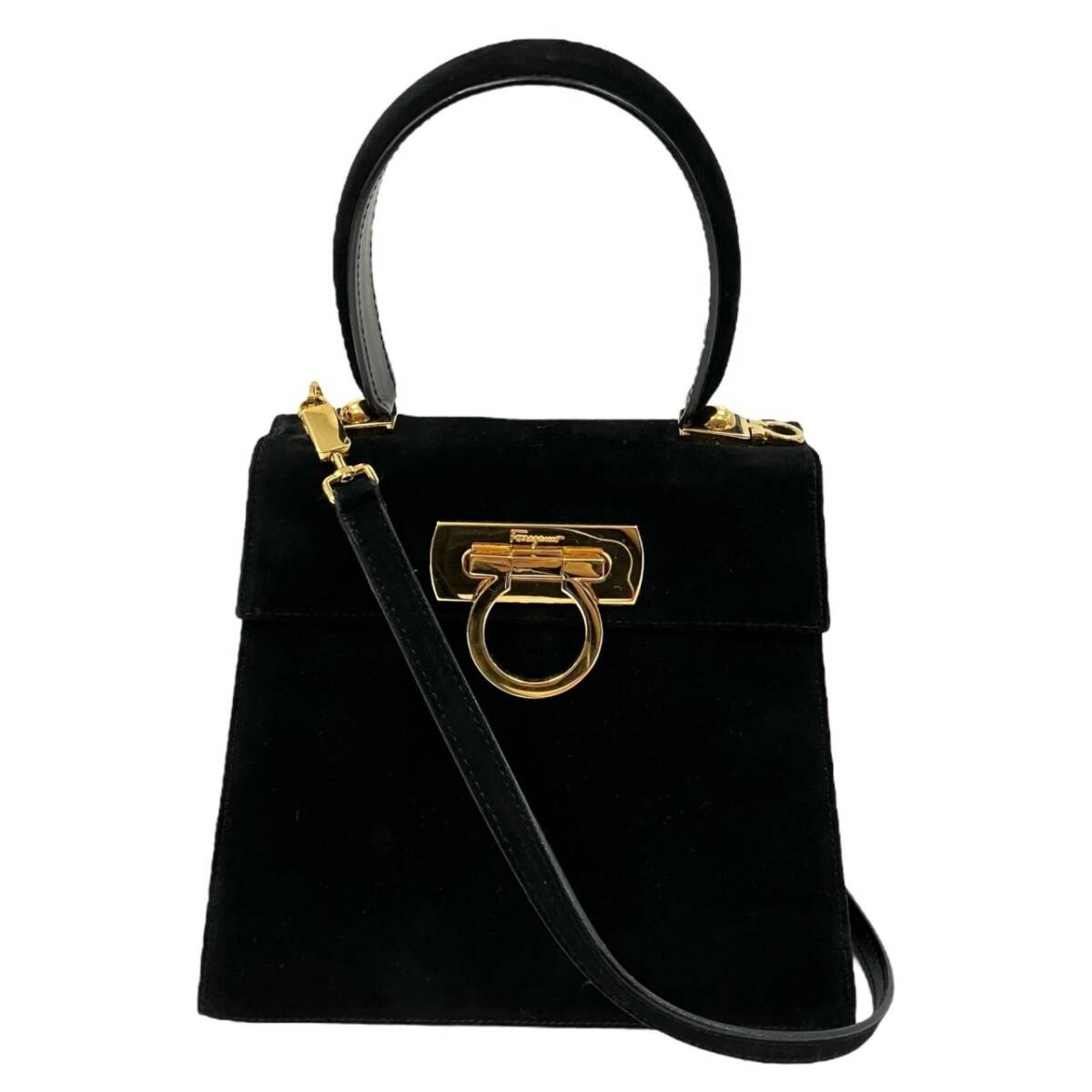 Salvatore Ferragamo フェラガモ 21 2193 ガンチーニ スエード ゴールド金具 ハンドバッグ ショルダー 2WAY ヴィンテージ拍卖