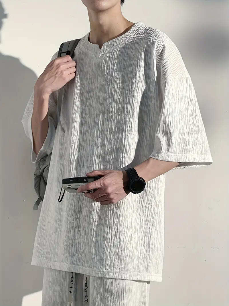 シンプル 五分袖 Tシャツ 335 白 派手 ストリート ダンス B系 ヤクザ ヤンキー オラオラ系ホスト 服 メンズ ファッション拍卖