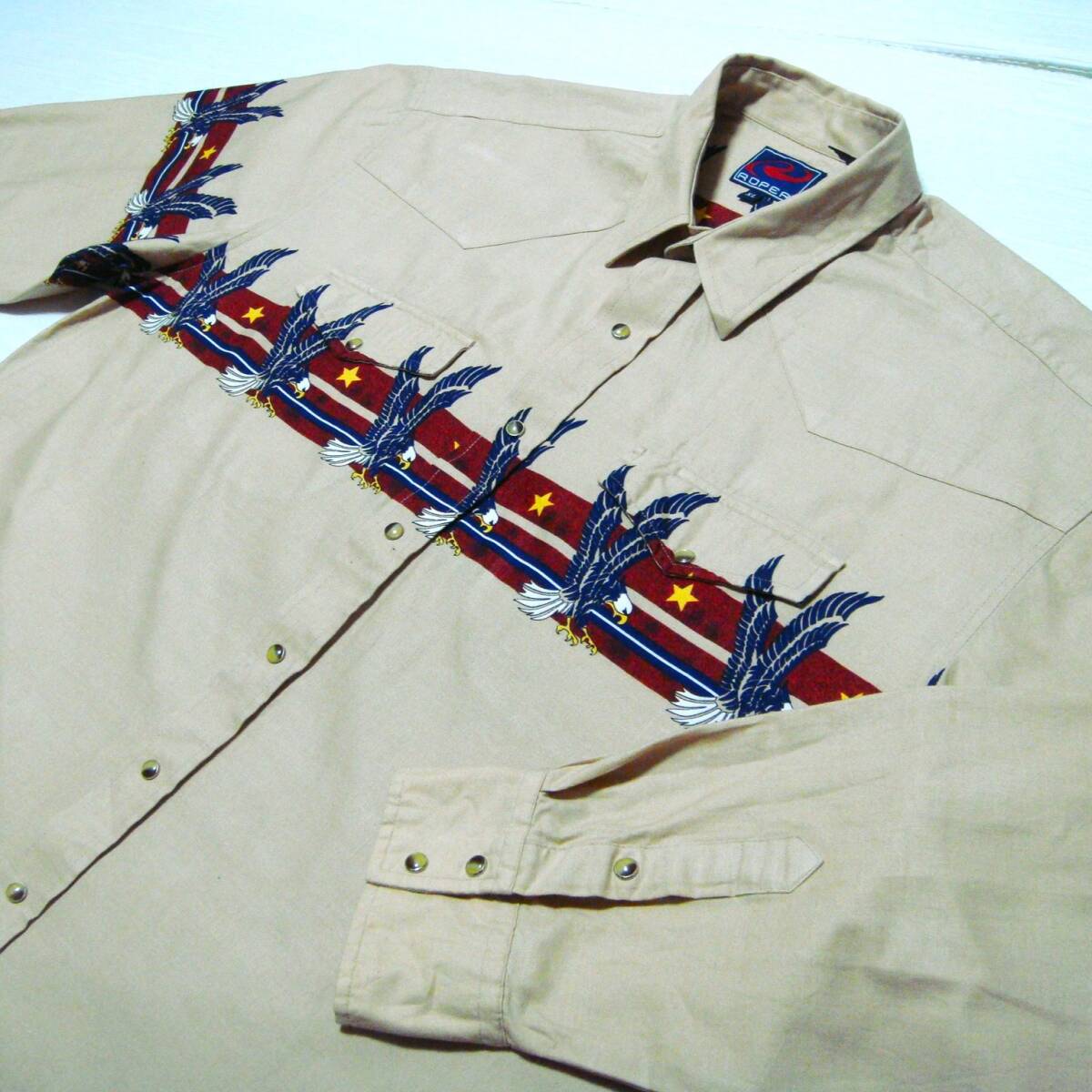 【送料無料】 Roper 【 白頭鷲&星条旗柄 ウエスタンシャツ 3L 】アメリカ USA古着 民族 ネイティブ柄 o9■ウエスタンシャツ大量出品中■拍卖