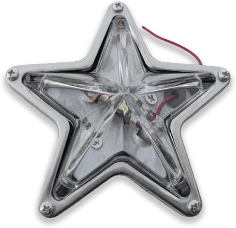 星型汎用レトロガラスLEDマーカーホワイト白色電装電飾装飾直径約144mm奥行約45mmスターマーカー12V/24V兼用単品1個売り JP-LP013-WH拍卖