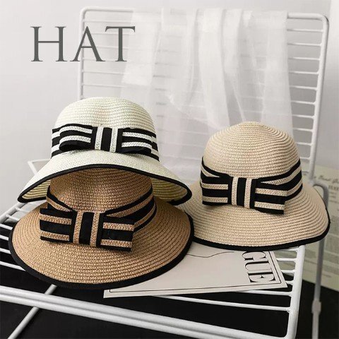 レディース 遮光 リボン りぼん 紫外線対策 つば広 エレガント 麦わら風帽子 日よけ対策 ワンサイズ カーキ拍卖