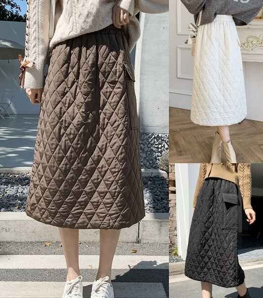 全3色 スカート 厚手 ハイウエスト 切り替え スリム 着痩せ 無地 シンプル S ベージュ拍卖