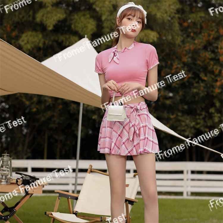 水着 夏新作 レディース 可愛い 薄い ツーピースのスーツ ビーチ温泉 セットアップ 優しい XL ピンク拍卖