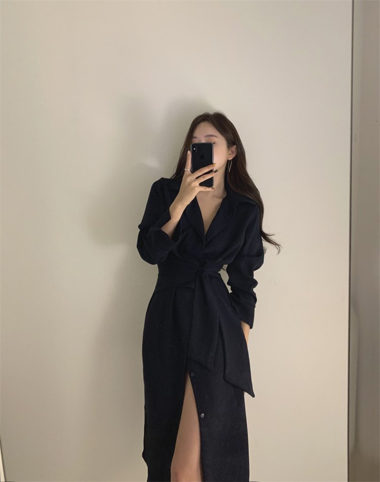 ミディアム丈ワンピース ひざ丈ワンピース 長袖 シンプル カジュアル きれいめ レディース フリー ホワイト拍卖