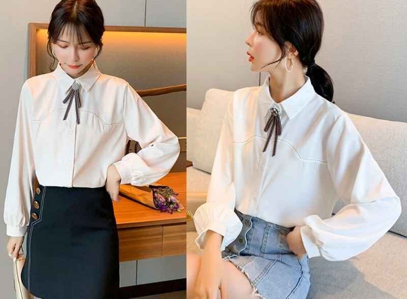 全2色 長袖シャツ 切り替え 体型カバー 着痩せ sweet系 XL ベージュ拍卖
