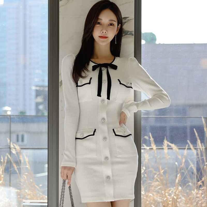 長袖ワンピース ミニワンピ きれいめ かわいい カジュアル シンプル リボン 秋冬拍卖