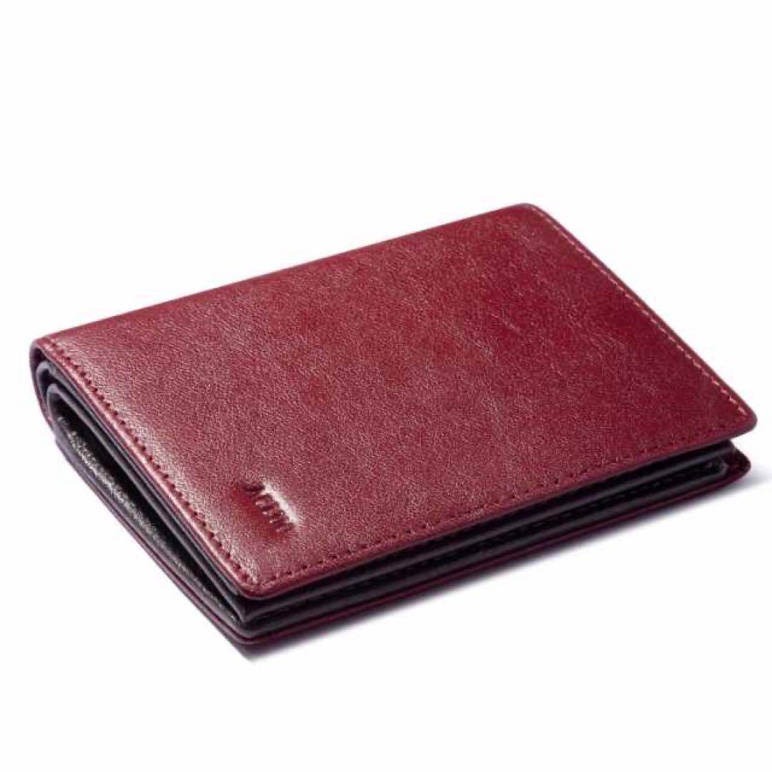 ACLUO 財布 メンズ 国産レザー 二つ折り財布 コンパクト 薄い 小銭入れ レッド拍卖