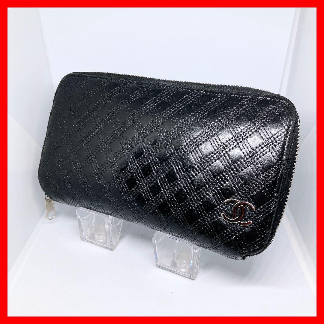 736 シャネル ココマーク 長財布 ラウンドファスナー マトラッセ ビコローレ拍卖