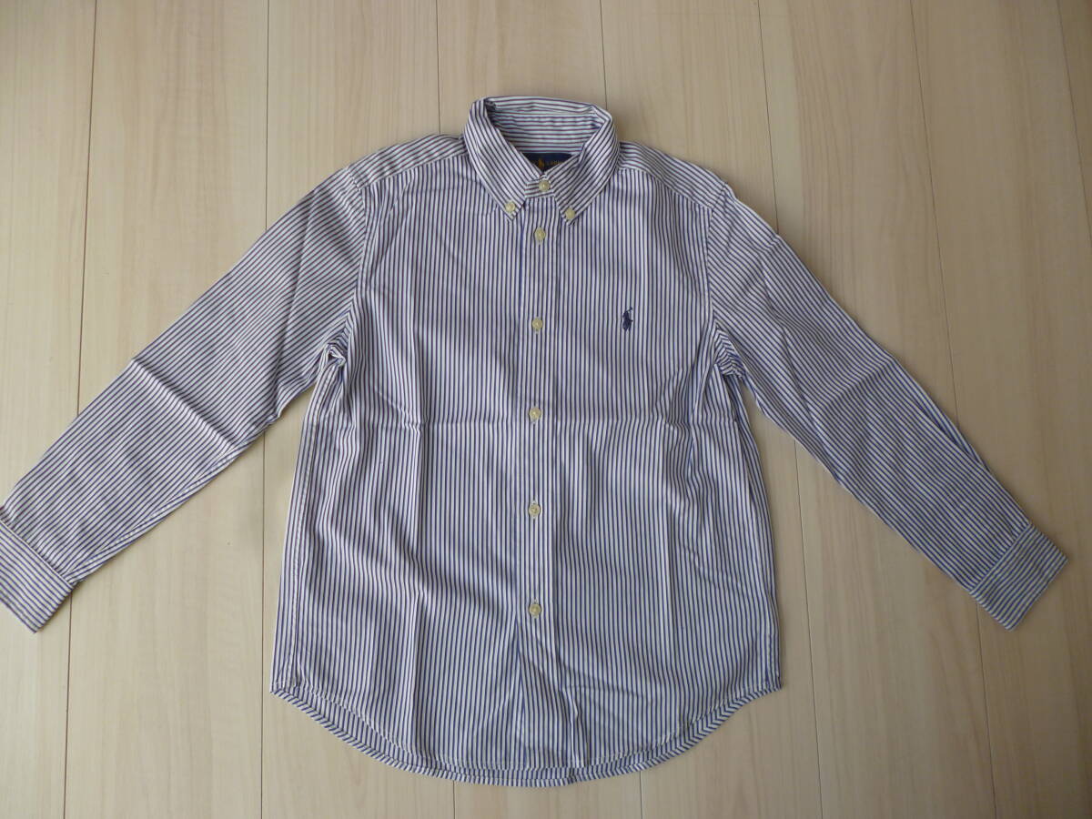 【ラルフローレン】ポニーマークストライプシャツ 青★130cm★拍卖