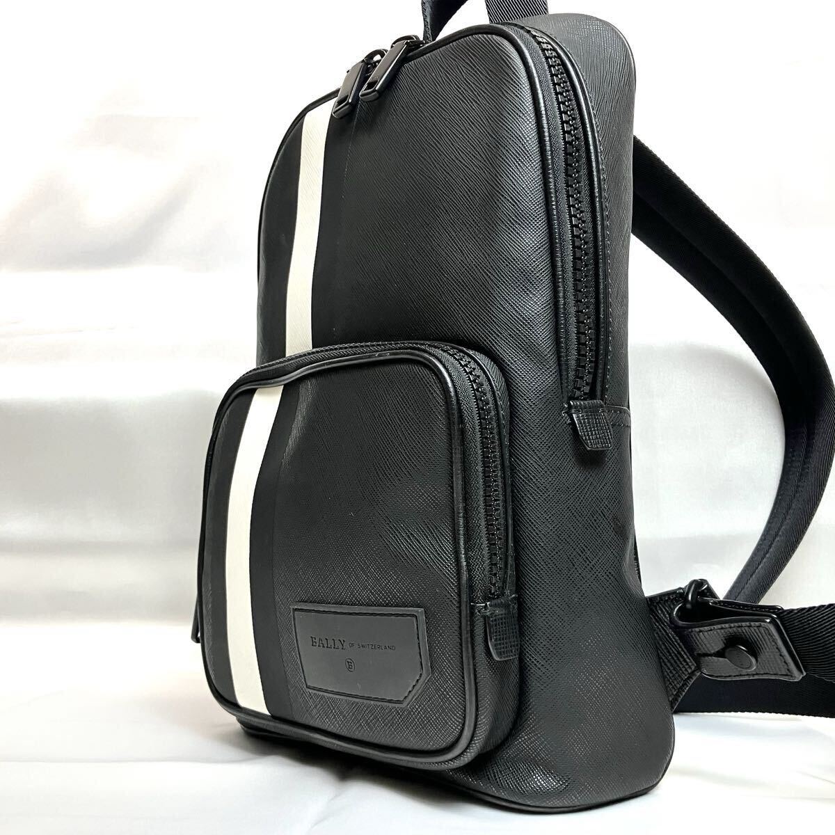 【未使用級 現行】BALLY バリー ボディバッグ スリングバッグ 斜め掛け トレインスポッティング レザー PVC ロゴ メンズ ビジネス ブラック拍卖
