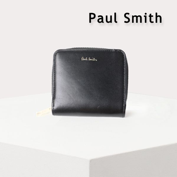 134⑤ 新品 ポールスミス ベジタン ラウンドジップ ミニ財布 Paul Smithb 二つ折り財布 レザー 正規品 BPS524拍卖
