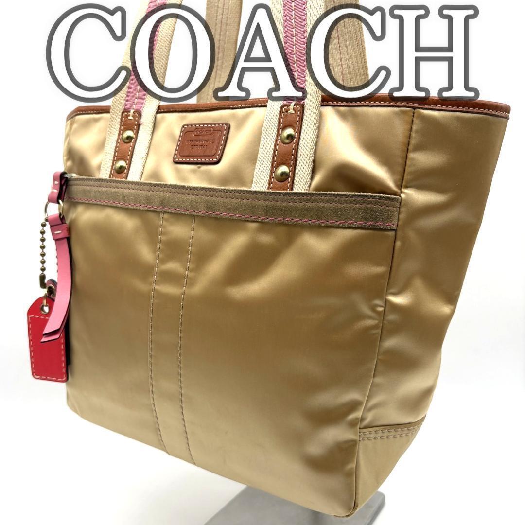 Coach Y2K Satin Tote Bag Gold Pink 00s拍卖