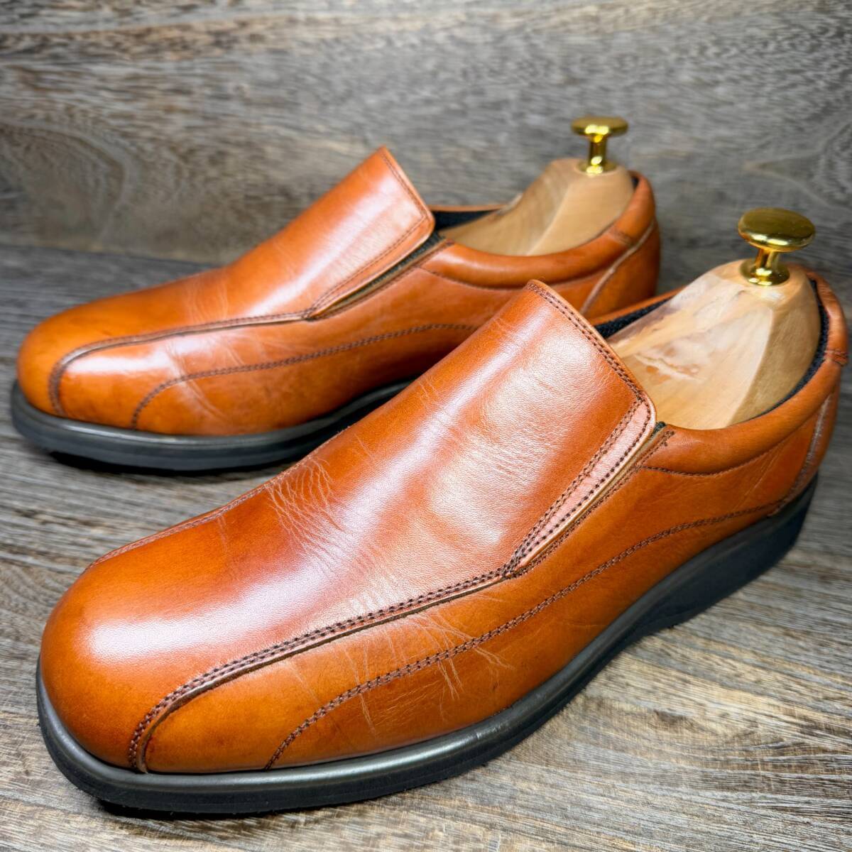 ◆REGAL CORPORATION◆リーガル コーポレーション 24.0cm スリッポン コンフォート ブラウン 茶色 メンズ 革靴 靴 レザー 中古 宅急便 即決拍卖