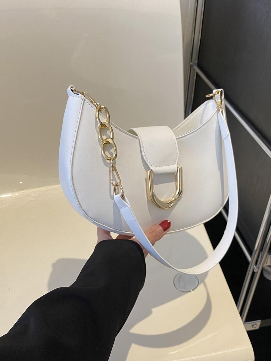 バッグ レディース ショルダーバッグ 単色 メタリックデコレーション ホーボバッグ ファッション レディース ショルダーバッグ拍卖