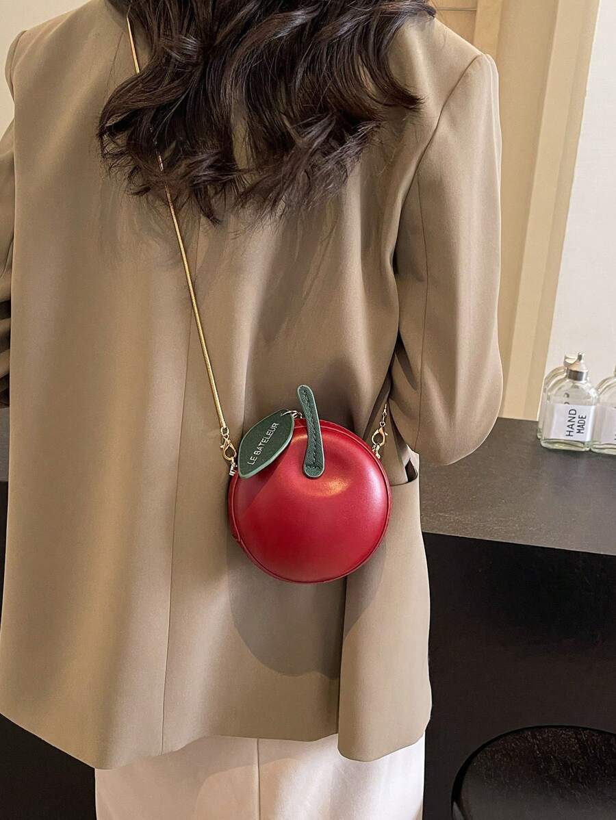 バッグ レディース ショルダーバッグ 1個 ミニラウンドクラムシェルレディースアップル財布、ファッショナブル クロスボディキー&コ拍卖